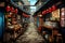 Tokyo Japan, Yokocho narrow alley vintage street with food stalls, Japanese inspirations