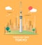 Tokyo sky tree great building in Japan illustration design
