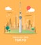 Tokyo sky tree great building in Japan illustration design