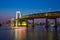 Tokyo skyline and rainbow bridge at night in Odaiba waterfront