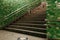 Tokyo subway stairway to underground passage with retro tiles wall