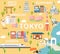 Tokyo travel map in flat illustration.