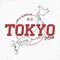 Tokyo typography graphics for t shirt with Japan map. Slogan tee shirt design with grunge and inscription in Japanese