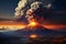 Tolbachik volcano erupts in Kamchatka, Russia, a fiery sunset spectacle