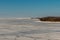 Tolbukhin lighthouse in the Gulf of Finland and Fort Reef. Ice hummocks