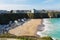 Tolcarne beach Newquay Cornwall UK in spring with blue sky and sea