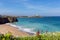 Tolcarne beach Newquay North Cornwall UK by Narrowcliffe in spring with blue sky and sea