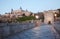 Toledo - Alcazar and Saint Martin bridge in morning