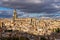 Toledo, Spain. Old city with its Royal Palace over the Tagus River sinuosity