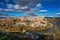 Toledo, Spain. Old city with its Royal Palace over the Tagus River sinuosity