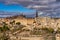 Toledo, Spain. Old city with its Royal Palace over the Tagus River sinuosity