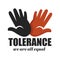 Tolerance anti racism campaign isolated icon color palms