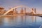 Tolerance bridge and promenade embankment along Dubai Creek Canal