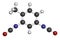 Toluene diisocyanate TDI, 2,4-TDI polyurethane building block molecule. May be a carcinogen. Atoms are represented as spheres.