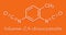 Toluene diisocyanate TDI, 2,4-TDI polyurethane building block molecule. May be a carcinogen. Skeletal formula.