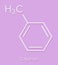 Toluene methylbenzene, toluol chemical solvent molecule. Skeletal formula.