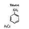 Toluene Molecule Formula Hand Drawn Imitation