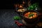 Tom Yam Kung ,Prawn and lemon soup with mushrooms, thai food in bowl. Generative Ai