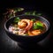 Tom Yam Kung ,Prawn and lemon soup with mushrooms, thai food in bowl. Generative Ai