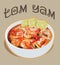 Tom yam soup Thai recipe delicacy vector