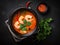 Tom Yum Goong, Thai spicy soup with shrimps. Made with Generative AI