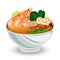 Tom Yum Kung curry in white bowl on a white background.