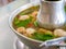 Tom Yum Soup seafood, Thai food cuisine hot pot traditional style.