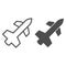 Tomahawk air missile line and solid icon. Airspace protection, rocket weapon symbol, outline style pictogram on white