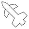 Tomahawk air missile thin line icon. Airspace protection, rocket weapon symbol, outline style pictogram on white