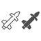 Tomahawk air rocket line and solid icon. Cruise missile weapon symbol, outline style pictogram on white background