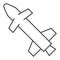 Tomahawk air rocket thin line icon. Cruise missile weapon symbol, outline style pictogram on white background. Warfare