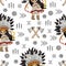 TOMAHAWK GIRL Pocahontas Indian Princess Seamless Pattern