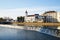 Tomar city view with Nabao river cityscape and waterfall, Portugal