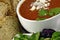 Tomato Basil Soup with Bread and Salad