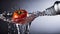 A tomato is being sliced in a glass