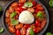 Tomato Burrata salad with herbs and basil. Healthy food