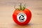 Tomato with carbon neutral product label,