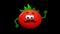 Tomato cartoon character waving hand. Animation loop 4K
