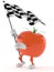 Tomato character with racing flag