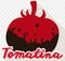 Tomato with Crowd Inside of it Celebrating Tomatina Festival, Vector Illustration