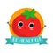 Tomato, cute vegetable vector character badge