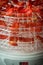 Tomato drying process in a food dehydrator.