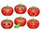 Tomato emoji cartoon character set. Various emotions. Joy, disgust, boredom, disappointment Vomiting