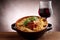 Tomato farfalle and wine