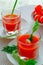 Tomato fresh juice in two