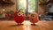 Tomato Friends Chatting In A Pixar-style Kitchen