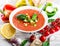 Tomato gazpacho soup with pepper