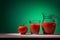 Tomato glass and jug with tomato juice