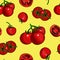 Tomato hand drawn vector seamless pattern.Detailed retro style sketch.Kitchen and restaurant illustration.Vegetables.