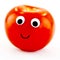 A tomato with happy bright red face.